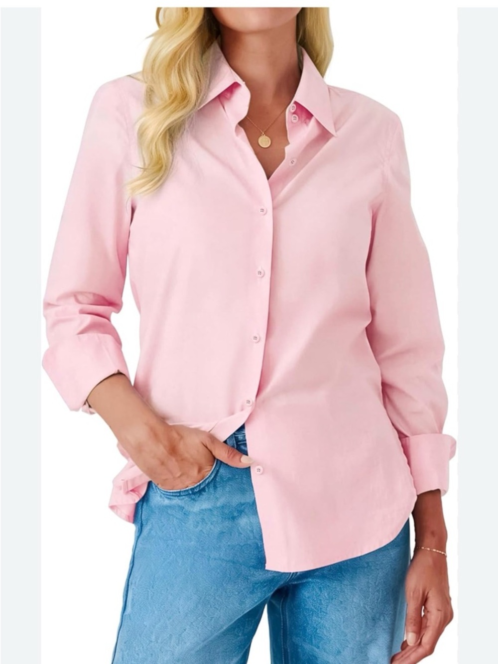 Jones New York NON-IRON Light Pink Button-Down Shirt size XL